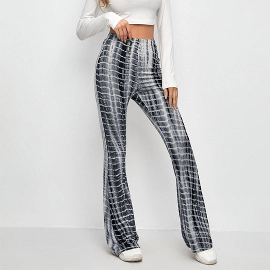Damen Flared Leggings mit modischem Batik-Design EB