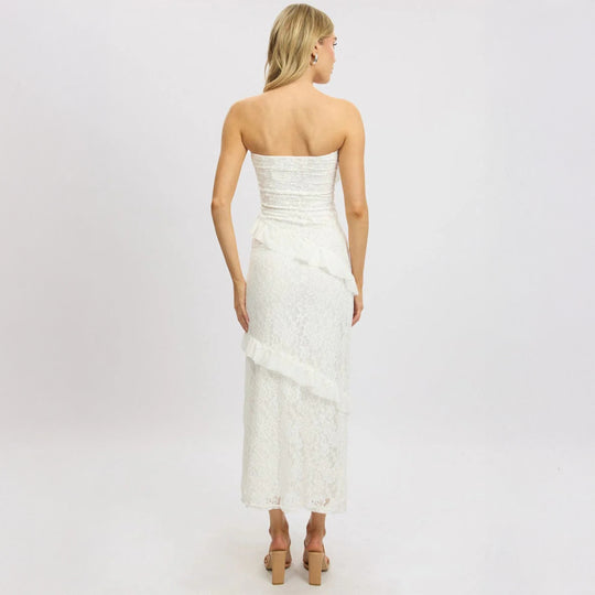 Damen Off-Shoulder Maxikleid mit Rüschendetails und figurbetonter Silhouette EB