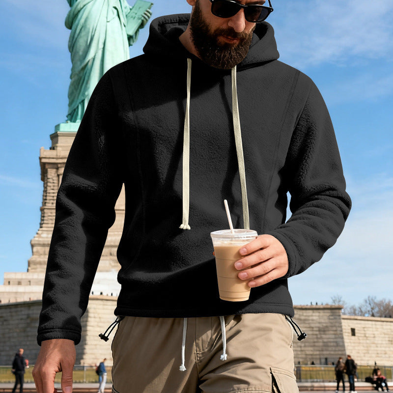 Herren Fleece-Hoodie mit Teddystruktur, Kapuze und entspannter Passform EB
