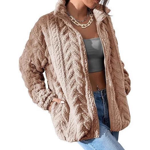 Damen Kuschel-Fleecejacke mit Oversized-Schnitt und Stehkragen EB