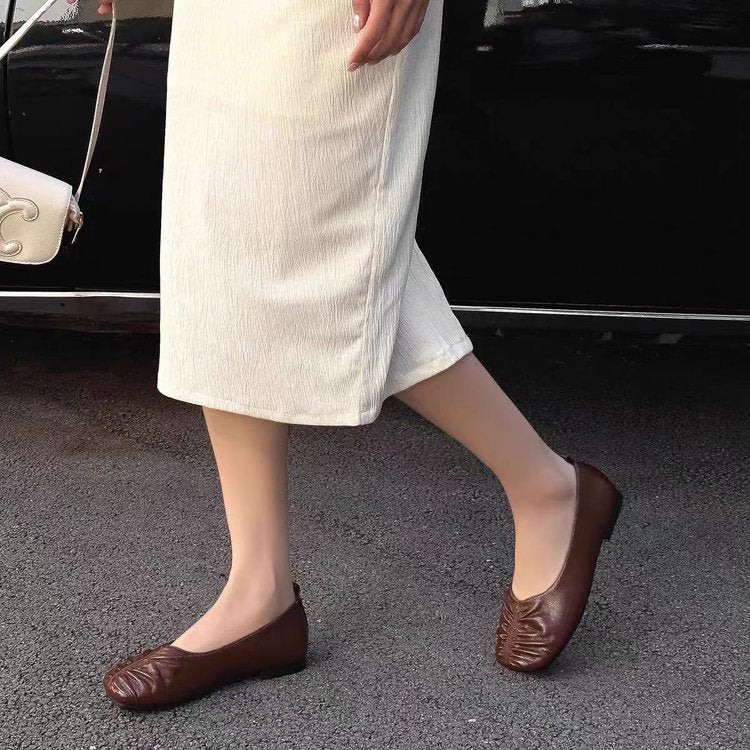 Damen elegante Ballerina-Schuhe mit modischem Rüschendesign und bequemer Innensohle EB