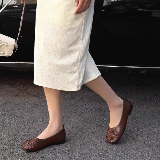 Damen elegante Ballerina-Schuhe mit modischem Rüschendesign und bequemer Innensohle EB