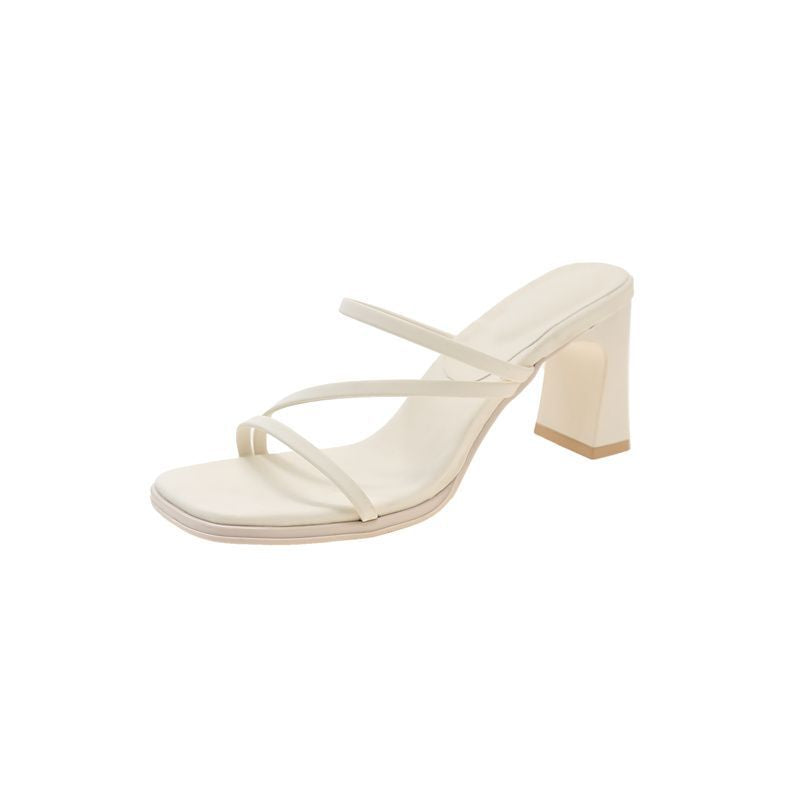 Damen elegante Sandaletten mit schickem Blockabsatz und feinen Riemchen EB
