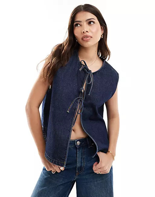 Damen Denim-Weste mit innovativem Schnürverschluss EB