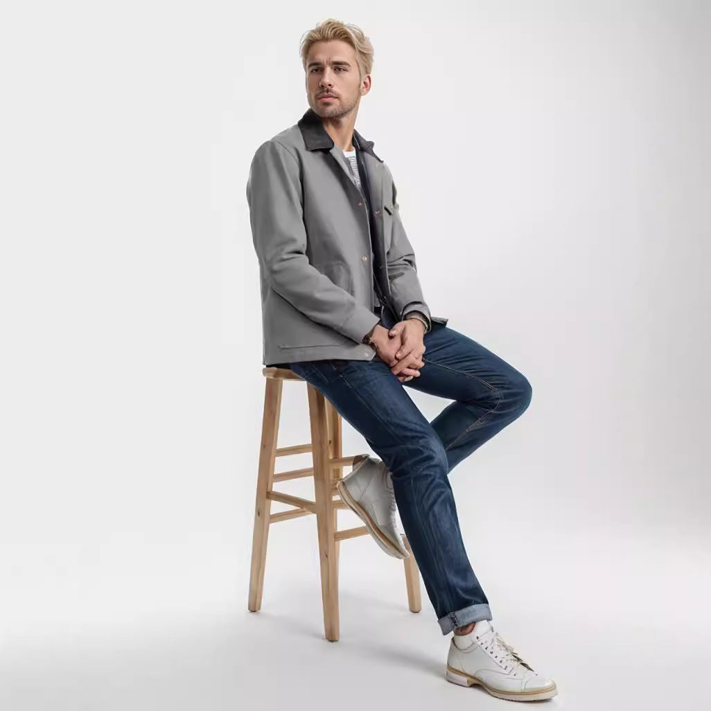 Herren lässige Baumwolljacke im Worker-Stil EB