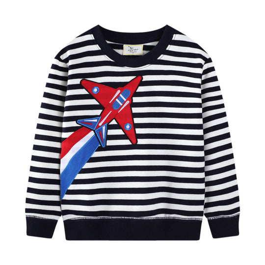 Jungen Sweatshirt mit kreativem Flugzeug-Design EB