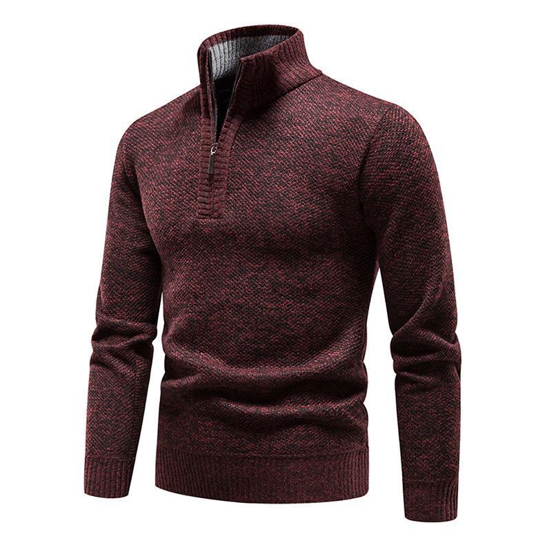 Herren Pullover mit halbem Reißverschluss und strukturiertem Design EB