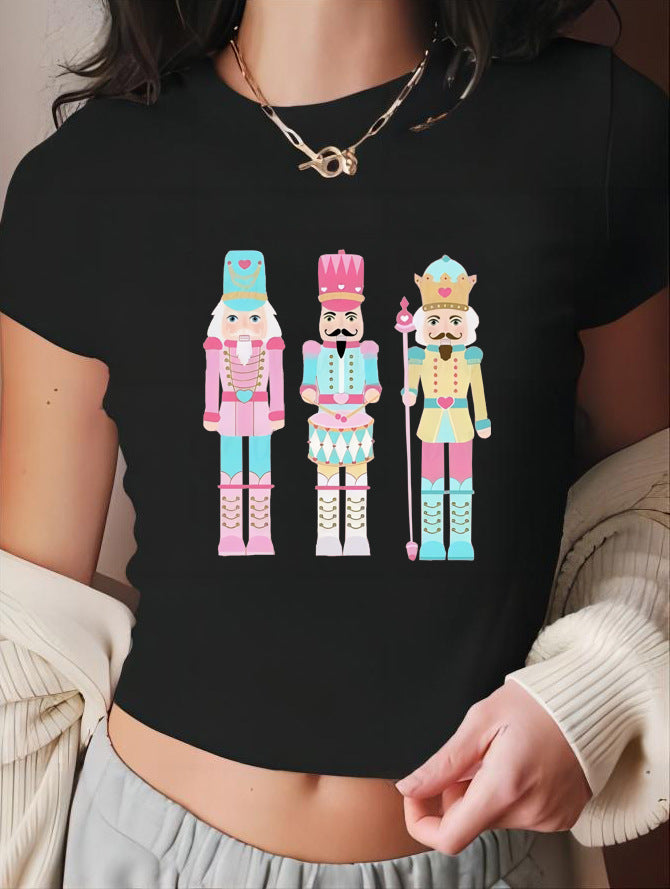 Damen T-Shirt mit künstlerischem Statement-Print und figurbetontem Schnitt EB