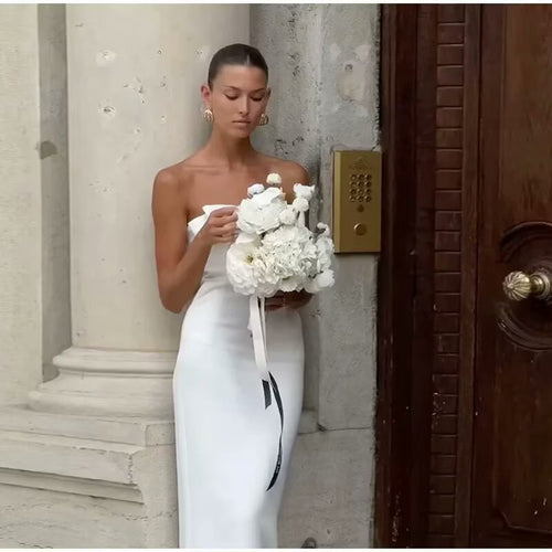Damen Trägerloses Maxi-Kleid mit elegantem Schleifendetail EB