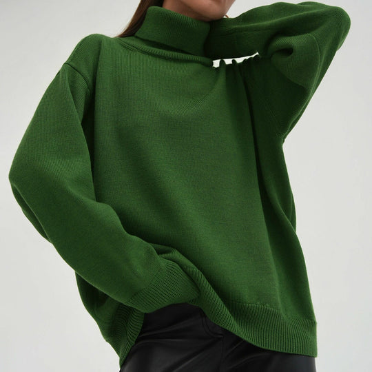 Damen Oversized Rollkragenpullover mit Rippstruktur EB