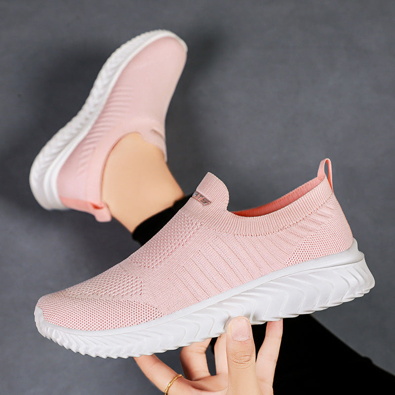 Damen Leichte Slip-On Freizeitschuhe mit atmungsaktivem Strickdesign EB