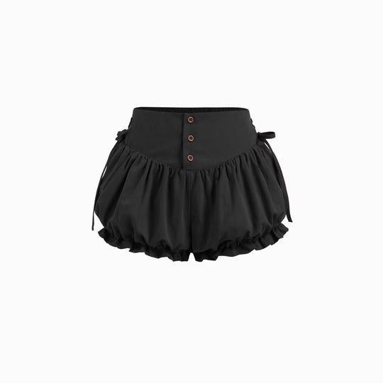 Damen modische Rüschen-Shorts mit hohen Bund und verstellbaren Kordeln EB