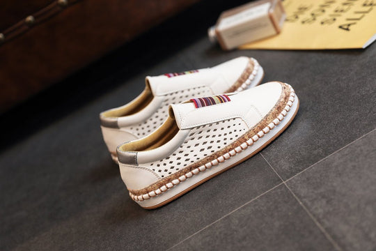 Damen Slip-On Sneakers mit atmungsaktivem Obermaterial und Jute-Detail EB