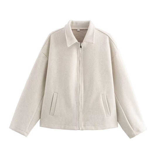 Damen bequeme Blousonjacke mit hohen Kragen und praktischen Taschen EB