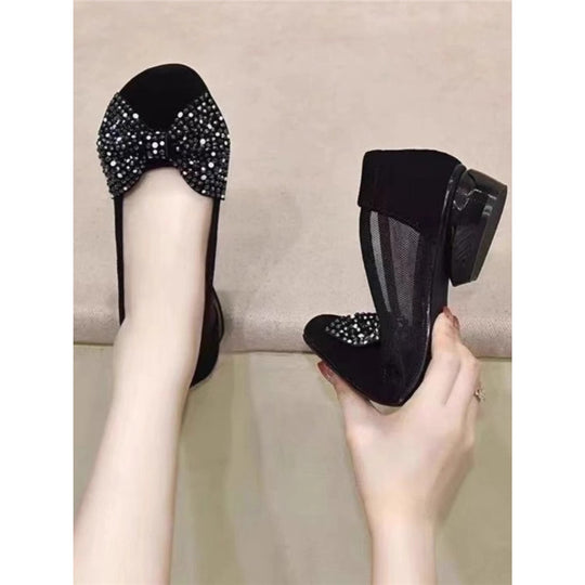 Damen Komfortable Ballerinas mit funkelndem Strassbesatz EB