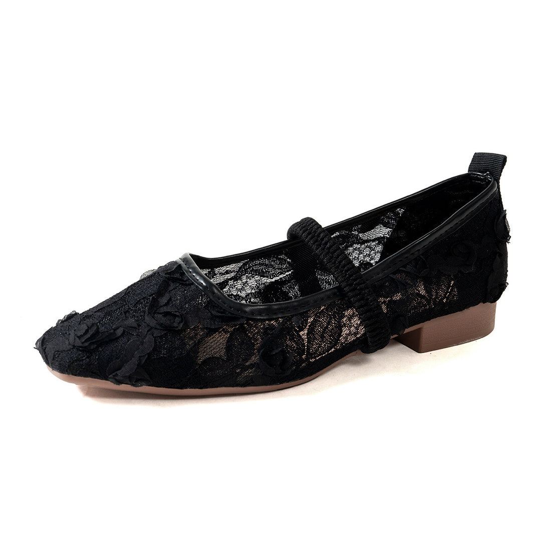 Damen eleganter Ballerina mit floralem Spitzenoberteil EB