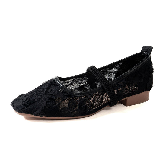 Damen eleganter Ballerina mit floralem Spitzenoberteil EB