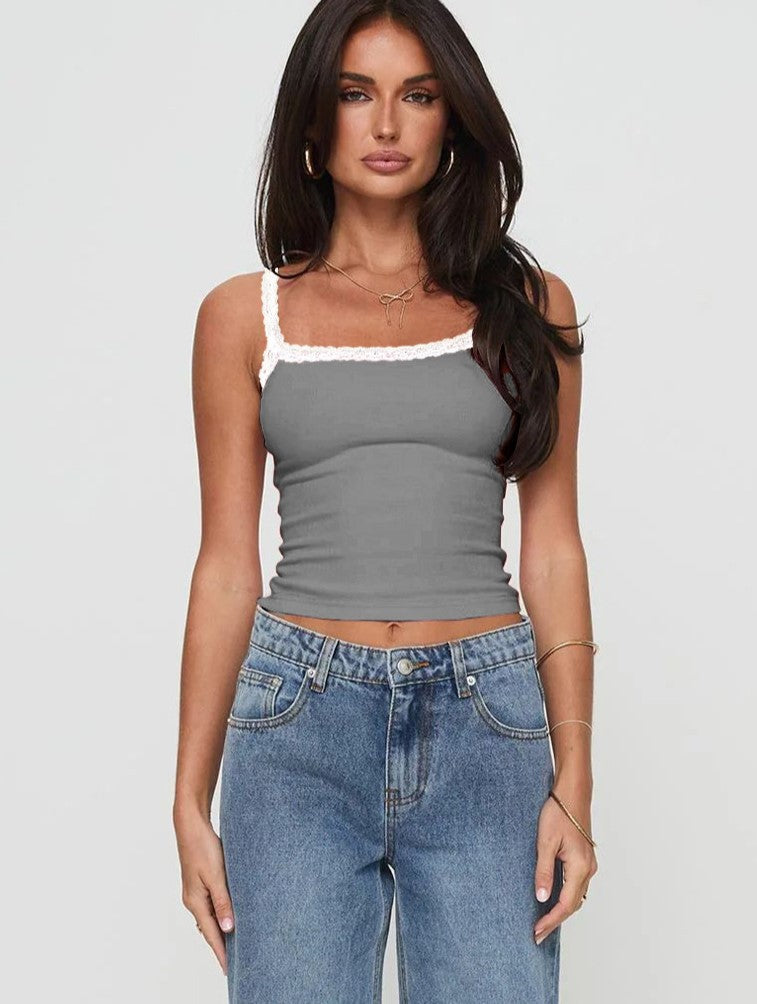 Damen Top mit Spitzenakzenten EB