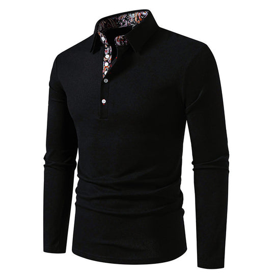 Herren Langarm Polohemd mit elegantem Design und kontrastierendem Kragen EB