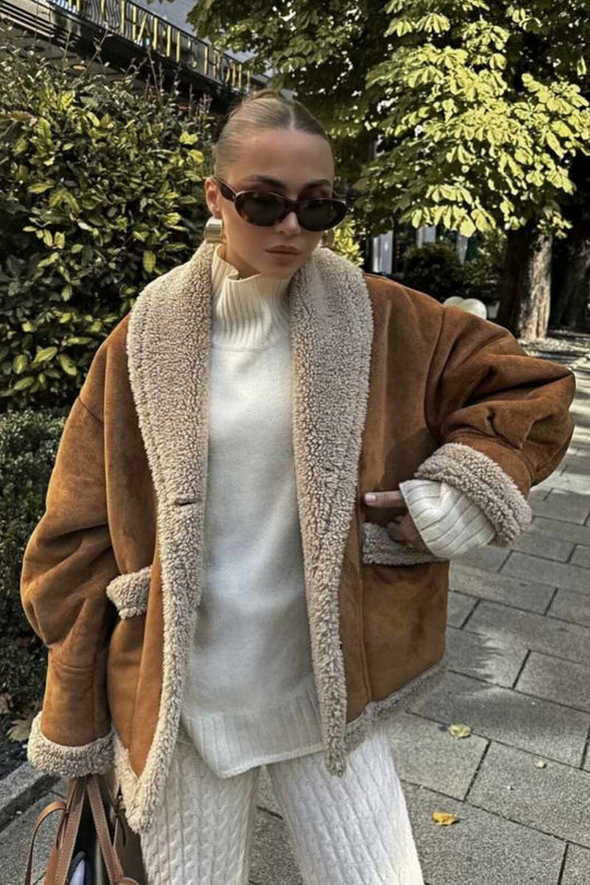 EB | Weiche Teddyjacke Lammfell-elemente Modern und Bequem