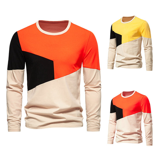 Herren Langarmshirt mit modischem Farbblockdesign und hochwertiger Baumwolle EB