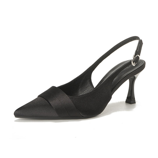 Damen Sling-Pumps mit eleganter Satin-Oberfläche und raffinierter Absatzhöhe EB