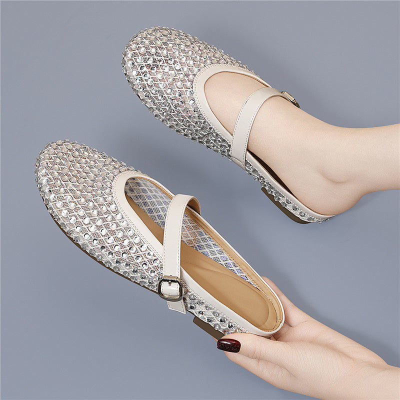 Damen Elegante Mokkassins mit funkelndem Schmuckdetail EB