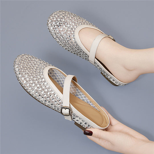Damen Elegante Mokkassins mit funkelndem Schmuckdetail EB