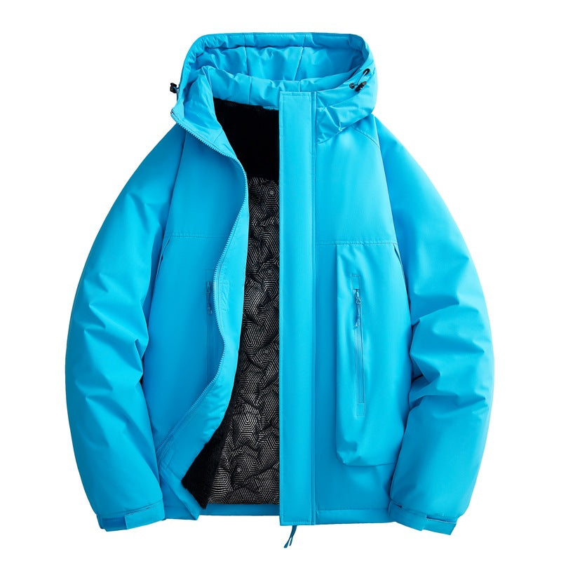 Herren wasserabweisende gefütterte Winterjacke mit Kapuze und weichem Fleece-Innenfutter EB