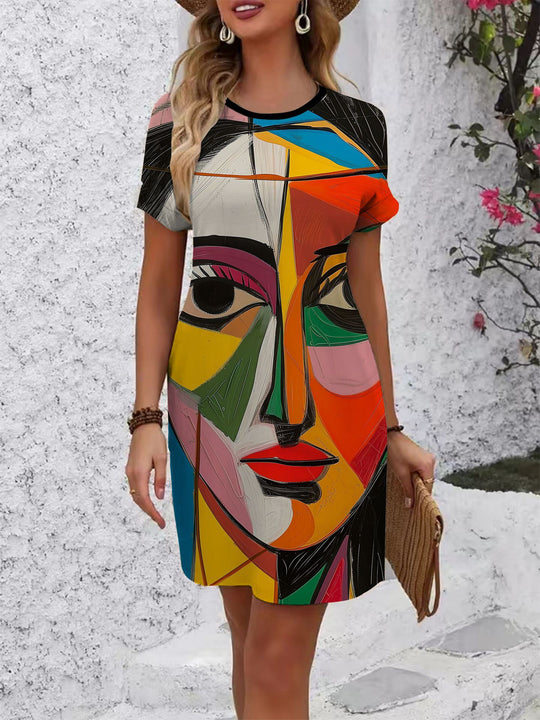 Damen T-Shirt Kleid mit floralem Design und bequemem Schnitt EB