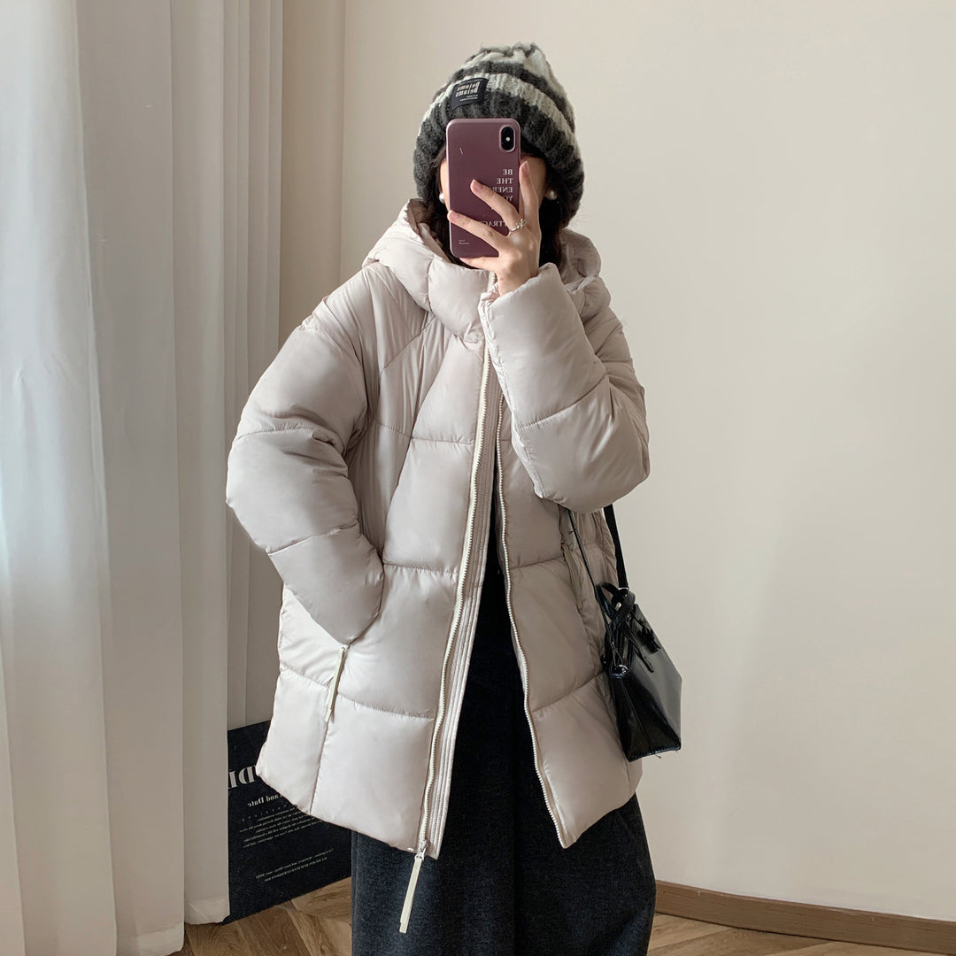 Damen Übergroße Pufferjacke mit Kapuze und praktischen Eingrifftaschen EB