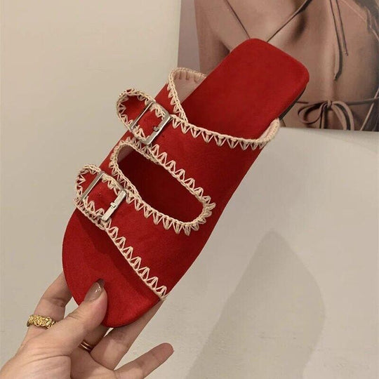Damen bequeme Zehentrenner-Sandalen mit modischem Riemendesign EB