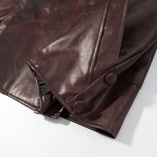 Damen Kunstlederjacke mit strukturiertem Design und praktischen Taschen EB