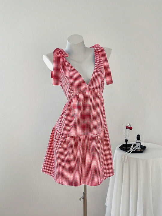 Damen Sommerkleid mit Rüschendetails und verstellbaren Trägern EB