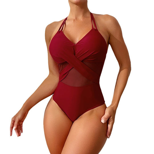 Damen Einteiler-Badeanzug mit elegantem Wickeldesign EB