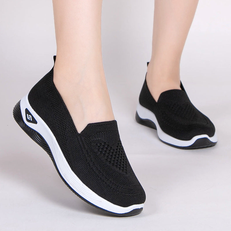 Damen Hochwertige Slip-On Freizeitschuhe mit atmungsaktiver Strickoberfläche EB