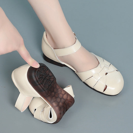 Damen Ballerinas mit offenem Zeh und verstellbarem Riemen EB