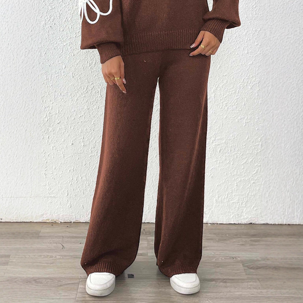 Damen lässige Strickhose mit weitem Schnitt EB
