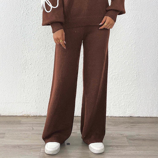 Damen lässige Strickhose mit weitem Schnitt EB