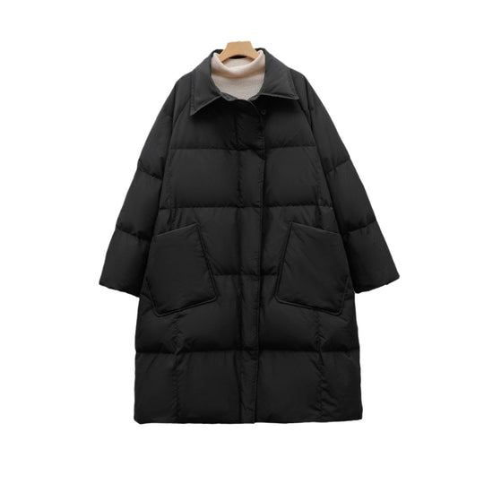 Damen Voluminöser Steppmantel mit abgerundetem Schnitt und praktischen Taschen EB