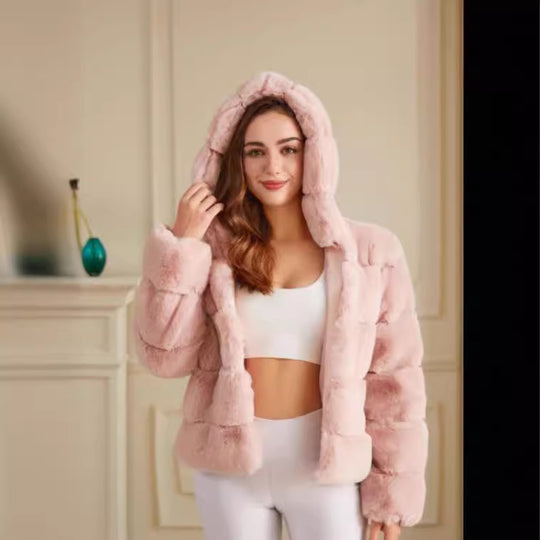 Damen weiche Fleecejacke mit Kapuze EB