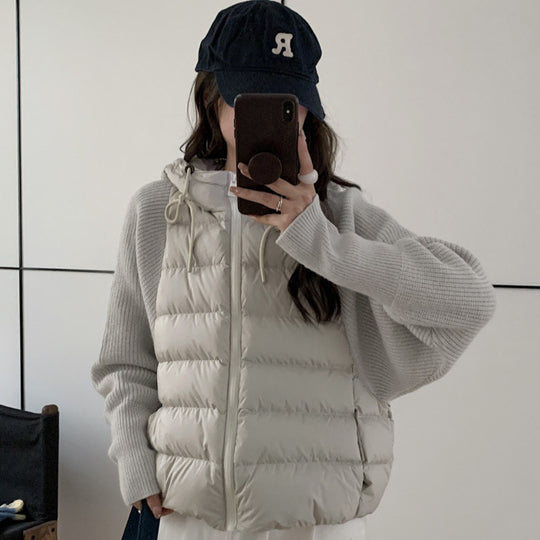 Damen Isolierte Hybridjacke mit voluminösen Ärmeln und Kapuze EB
