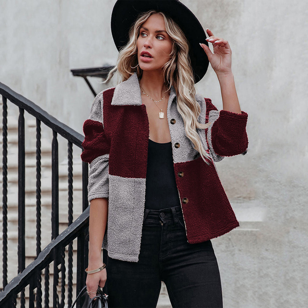 Damen Gemütliche Teddyjacke mit Statement-Kragen EB