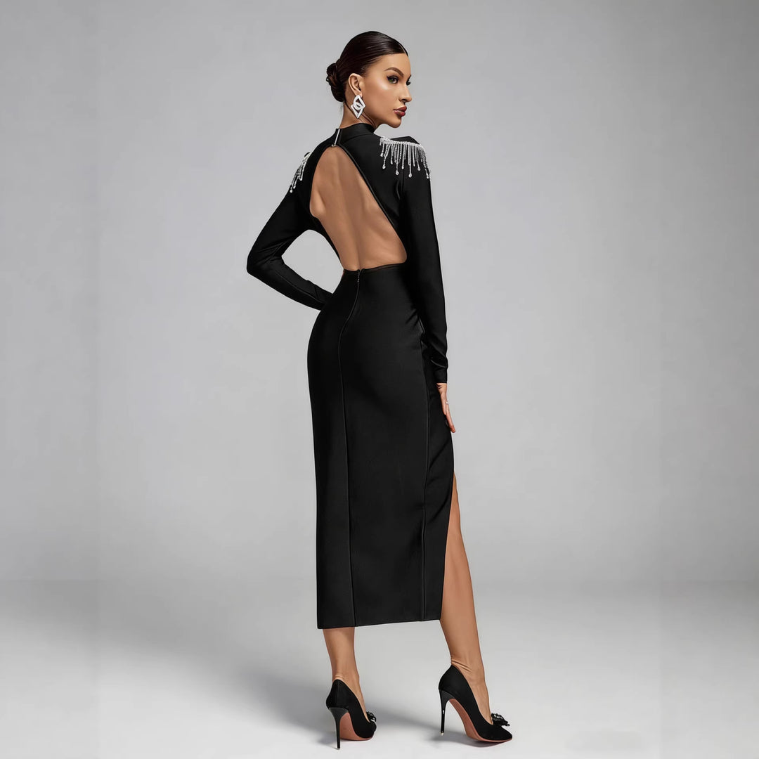 Damen Elegantes Abendkleid mit funkelnden Schulterdetails und figurbetontem Schnitt EB
