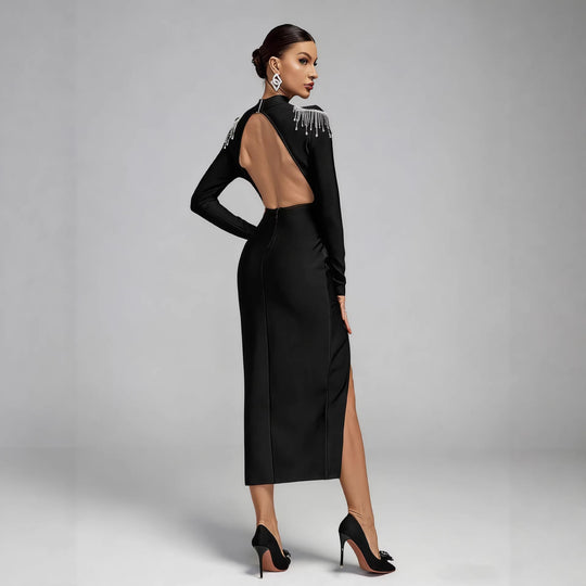 Damen Elegantes Abendkleid mit funkelnden Schulterdetails und figurbetontem Schnitt EB