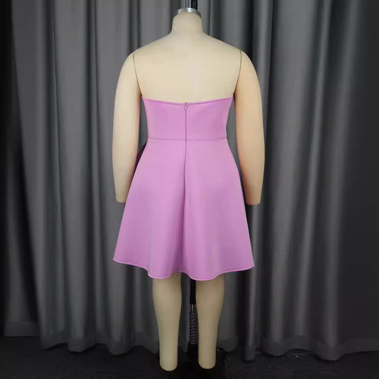 Damen Strapless Cocktailkleid mit hochwertigem Rüschendetail und funkelnden Perlen EB