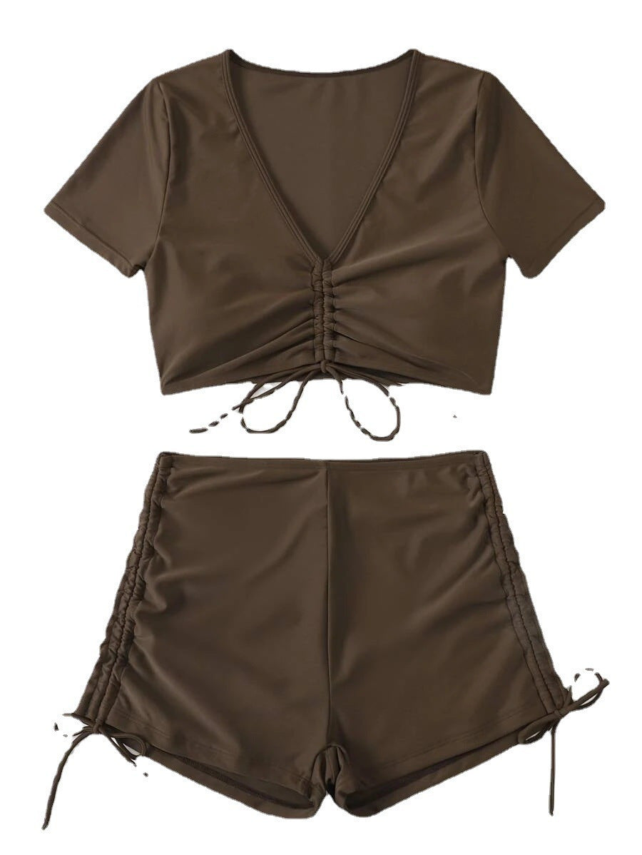 Damen Crop-Top Badeanzug-Set mit verstellbarem Design EB