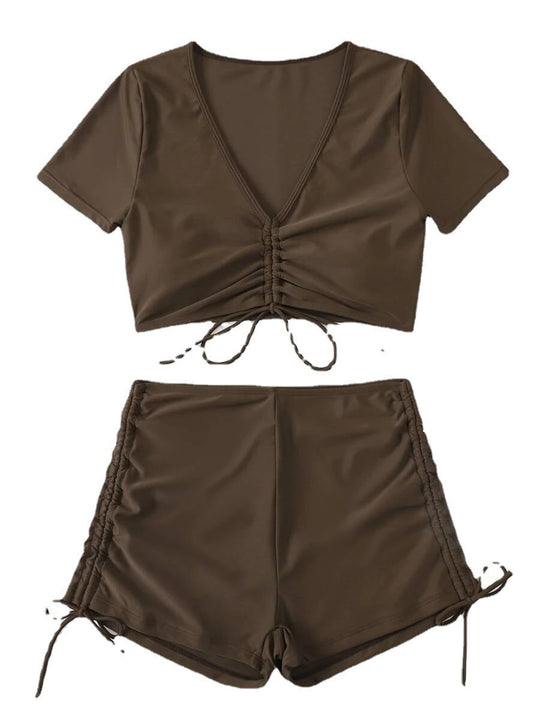 Damen Crop-Top Badeanzug-Set mit verstellbarem Design EB