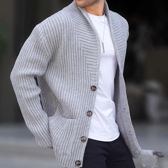 Herren Strickjacke mit tiefem Ausschnitt und knöpfen EB