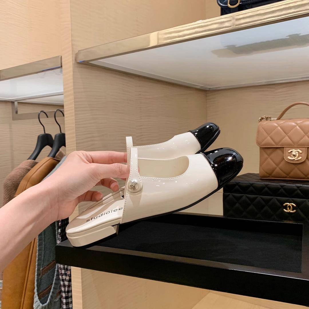 Damen Sling-Back Ballerinas mit eleganten Perlenakzenten EB